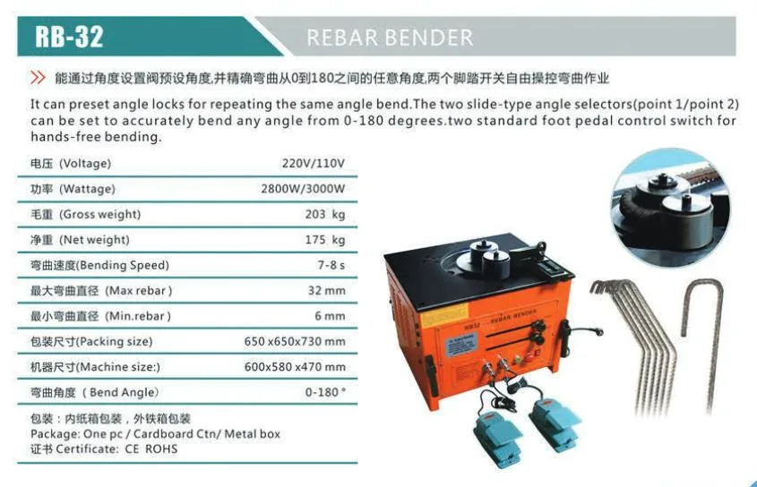 CNC 25mm Rebar Bending Tool CE Automatic Hydraulic Electric Steel Bender